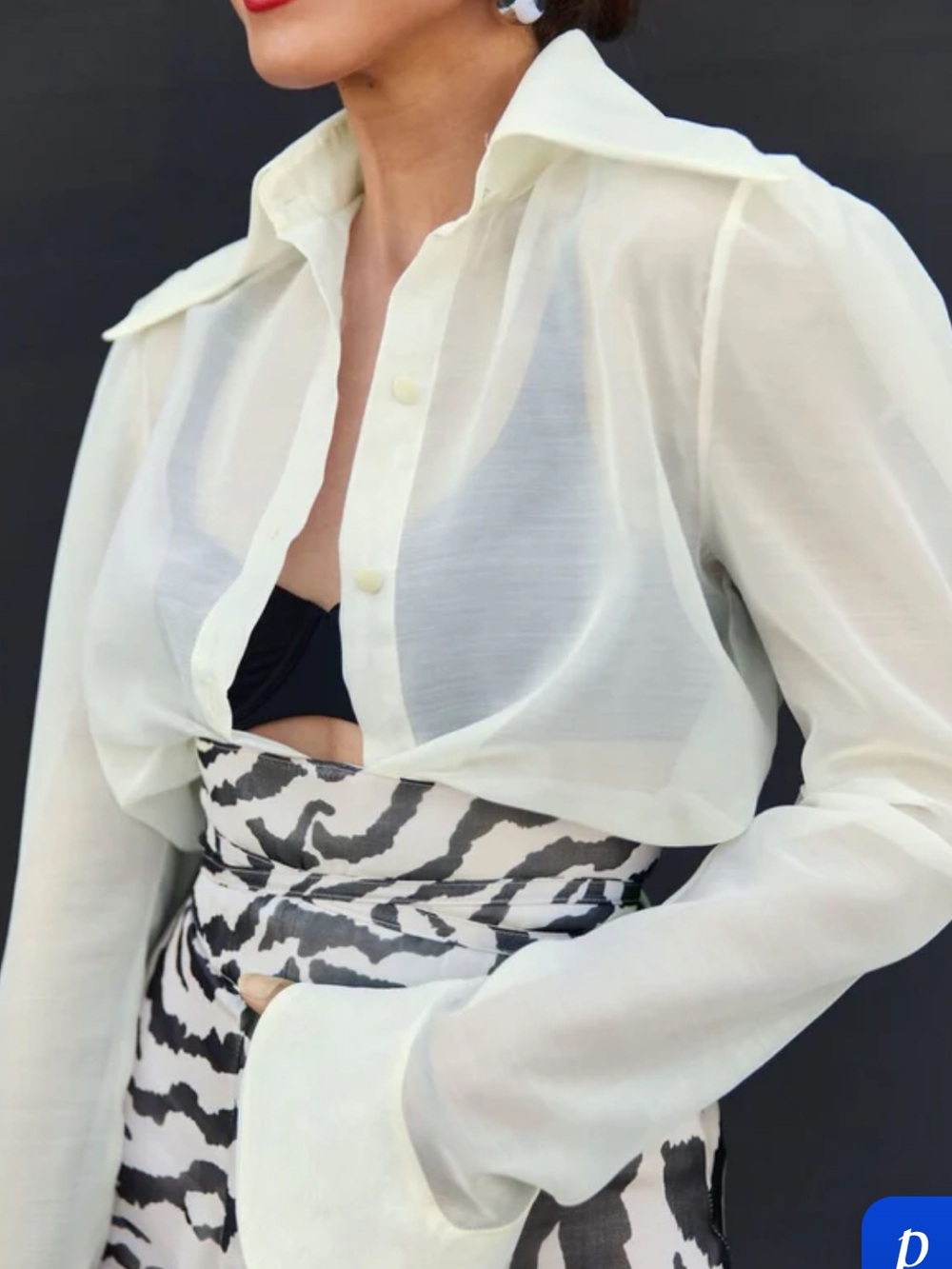Bury x India Battersea Blouse Sheer Ivory Long-Sleeve - Women XL MSRP $228